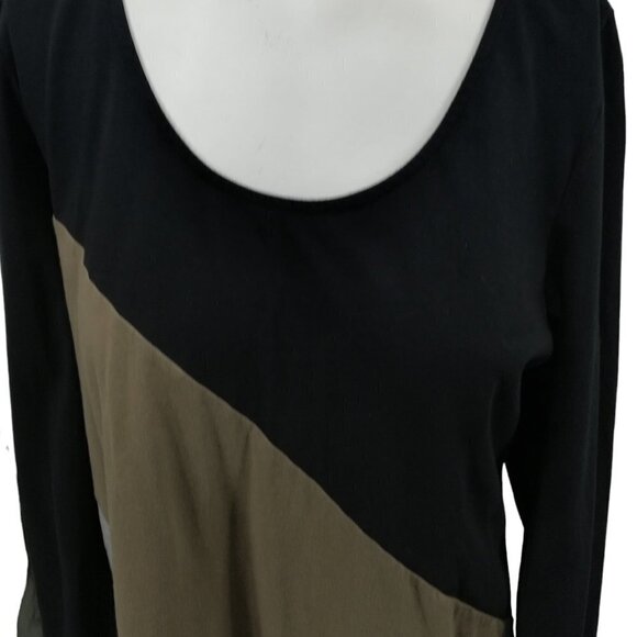 Neon Buddha Color Block Long Sleeve Tunic Shirt Size M Stretch T Shirt Black - Picture 8 of 14